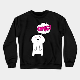 omg funny surpried cute dog Crewneck Sweatshirt